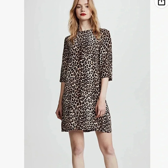 EQUIPMENT FEMME NEW Aubrey Leopard Print Silk Shift Dress XS - Picture 3 of 13